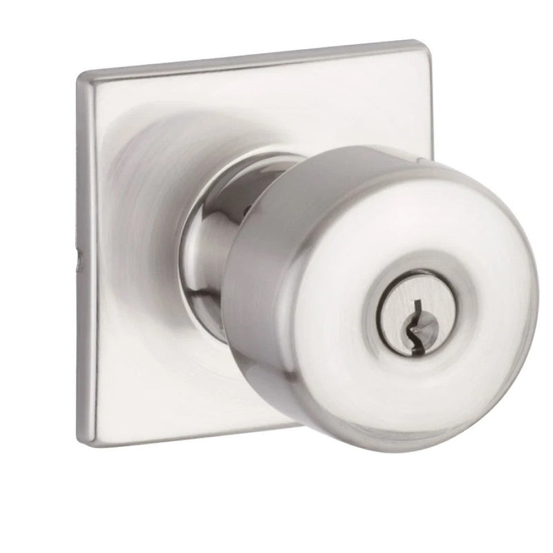 Yale Expressions Entry Dylan Knob with Marcel Rosette, Kwikset Keyway in Satin Nickel finish