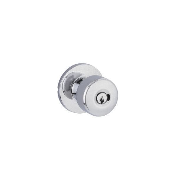 Yale Expressions Entry Dylan Knob with Owen Rosette, Kwikset Keyway in Polished Chrome finish