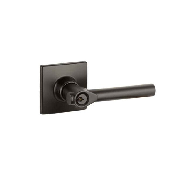 Yale Expressions Entry Holden Lever with Marcel Rosette, Kwikset Keyway in Flat Black finish