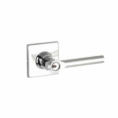Yale Expressions Entry Holden Lever with Marcel Rosette, Kwikset Keyway in Polished Chrome finish