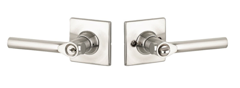 Yale Expressions Entry Holden Lever with Marcel Rosette, Kwikset Keyway in Satin Nickel finish