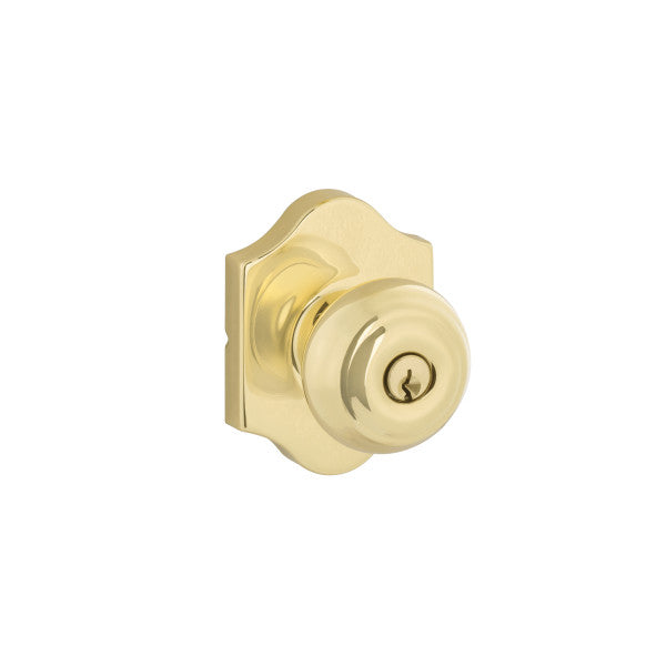 Yale Expressions Entry Lewiston Knob with Everly Rosette, Kwisket Keyway in Polished Brass finish