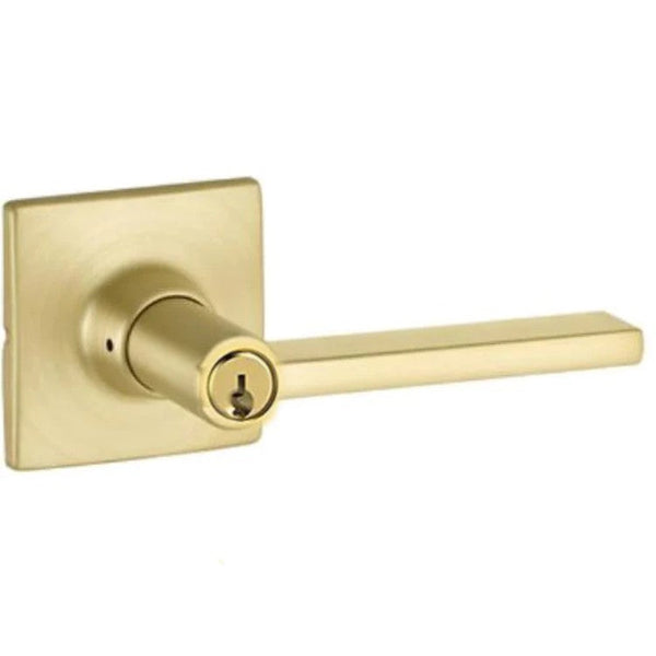 Yale Expressions Entry Nils Lever with Marcel Rosette, Weiser Keyway in Satin Brass finish