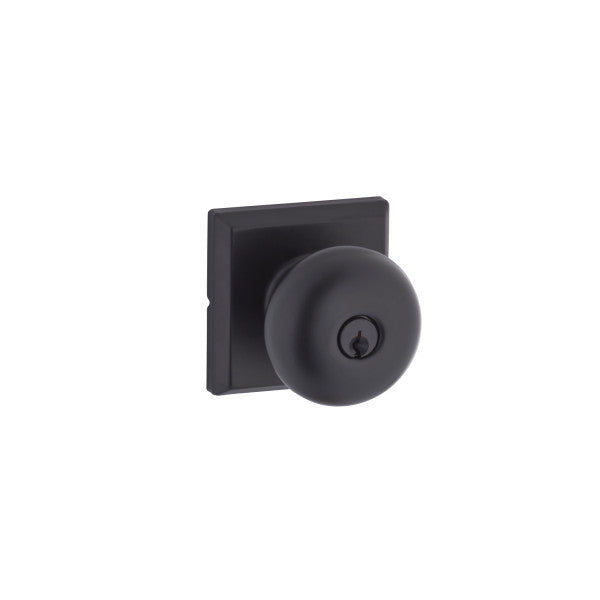 Yale Expressions Entry Walker Knob with Ellington Rosette, Kwikset Keyway in Flat Black finish