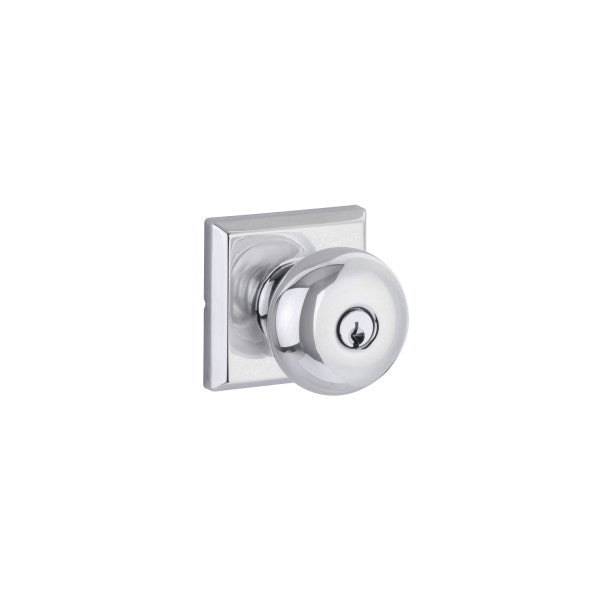 Yale Expressions Entry Walker Knob with Ellington Rosette, Kwikset Keyway in Polished Chrome finish