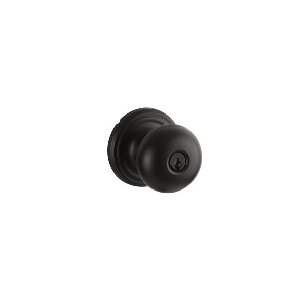 Yale Expressions Entry Walker Knob with Maguire Rosette, Kwisket Keyway in Flat Black finish