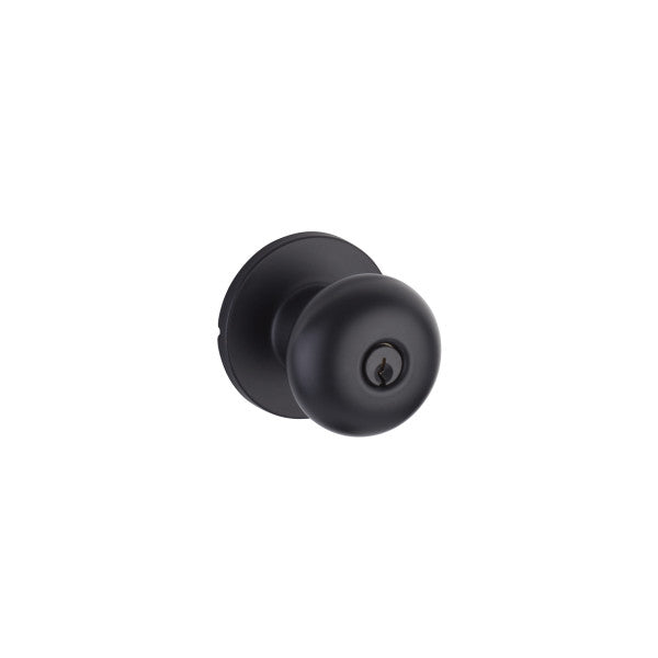 Yale Expressions Entry Walker Knob with Owen Rosette, Kwikset Keyway in Flat Black finish