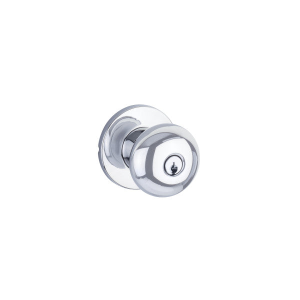 Yale Expressions Entry Walker Knob with Owen Rosette, Kwikset Keyway in Polished Chrome finish