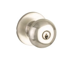 Yale Expressions Entry Walker Knob with Owen Rosette, Kwikset Keyway in Satin Nickel finish