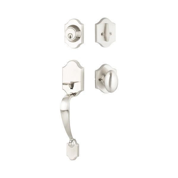 Yale Expressions Everly Single Cylinder Entry Set with Auburn Knob, Schlage Keyway in Satin Nickel finish