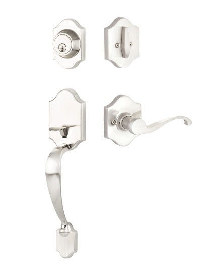 Yale Expressions Everly Single Cylinder Entry Set with Left Handed Farmington Lever, Kwikset Keyway in Satin Nickel finish