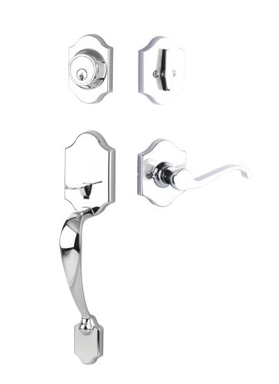Yale Expressions Everly Single Cylinder Entry Set with Left Handed Farmington Lever, Schlage Keyway in Polished Chrome finish