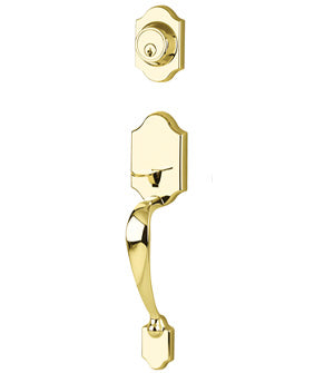 Yale Expressions Everly Single Cylinder Exterior Handleset, Kwikset Keyway-Interior Trim Sold Separately in Polished Brass finish