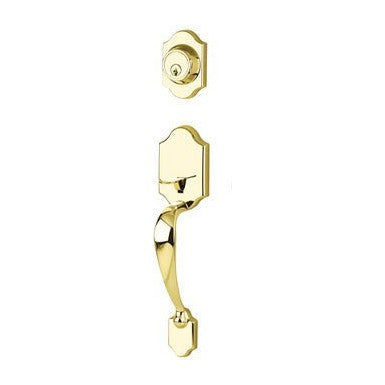 Yale Expressions Everly Single Cylinder Exterior Handleset, Kwikset Keyway-Interior Trim Sold Separately in Polished Brass finish