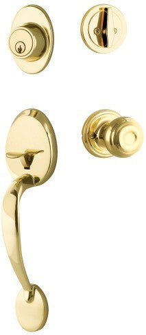 Yale Expressions Maguire Entry Set with Lewiston Knob in Polished Brass finish