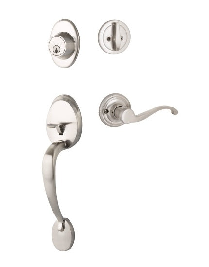Yale Expressions Maguire Single Cylinder Entry Set with Left Handed Farmington Lever, Kwikset Keyway in Satin Nickel finish