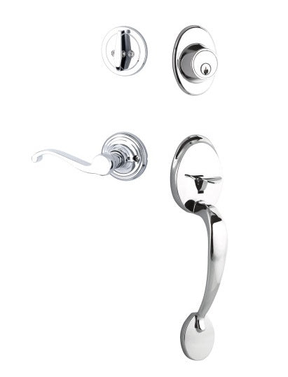 Yale Expressions Maguire Single Cylinder Entry Set with Right Handed Farmington Lever, Kwikset Keyway in Polished Chrome finish