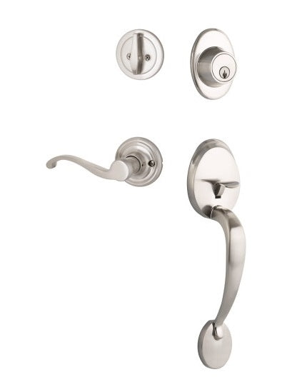 Yale Expressions Maguire Single Cylinder Entry Set with Right Handed Farmington Lever, Kwikset Keyway in Satin Nickel finish