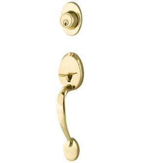 Yale Expressions Maguire Single Cylinder Exterior Handleset, Kwikset Keyway-Interior Trim Sold Separately in Polished Brass finish