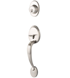 Yale Expressions Maguire Single Cylinder Exterior Handleset, Kwikset Keyway-Interior Trim Sold Separately in Satin Nickel finish