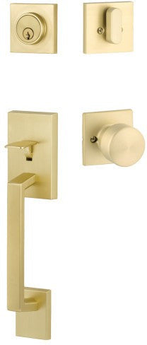 Yale Expressions Marcel Entry Set with Dylan Knob in Satin Brass finish