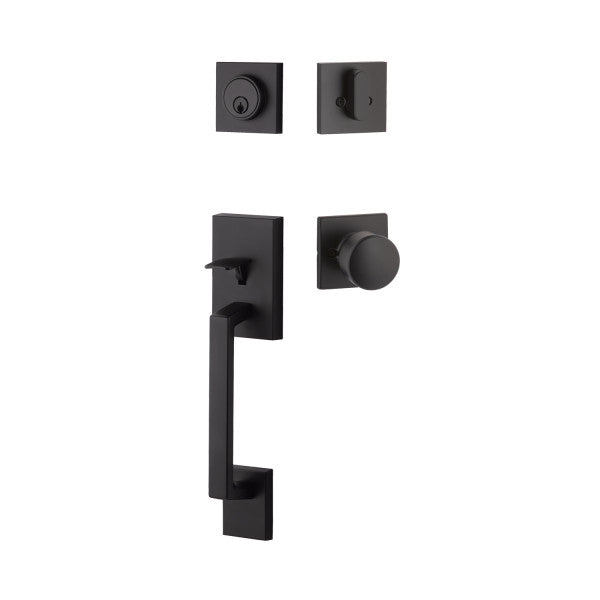 Yale Expressions Marcel Single Cylinder Entry Set with Dylan Knob, Kwikset Keyway in Flat Black finish