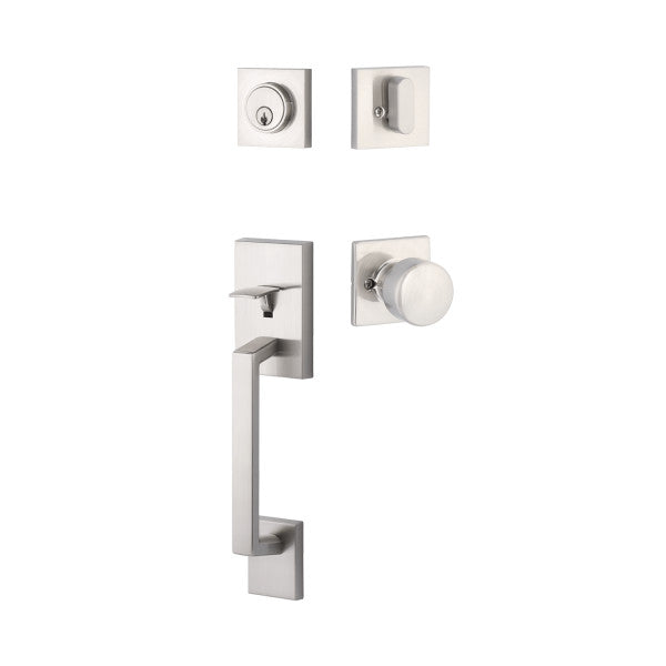 Yale Expressions Marcel Single Cylinder Entry Set with Dylan Knob, Kwikset Keyway in Satin Nickel finish