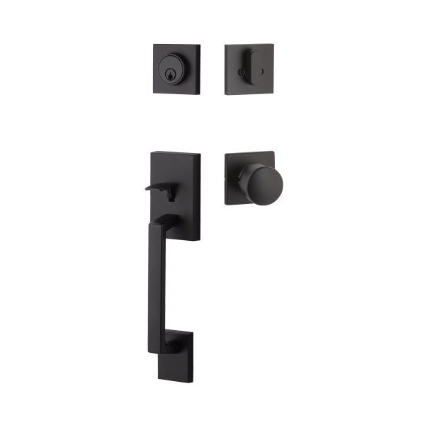 Yale Expressions Marcel Single Cylinder Entry Set with Dylan Knob, Schlage Keyway in Flat Black finish