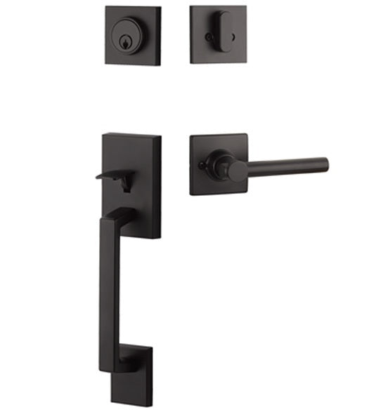 Yale Expressions Marcel Single Cylinder Entry Set with Interior Holden Lever, Kwikset Keyway in Flat Black finish