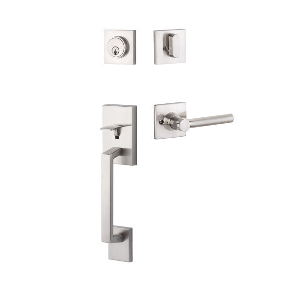 Yale Expressions Marcel Single Cylinder Entry Set with Interior Holden Lever, Kwikset Keyway in Satin Nickel finish