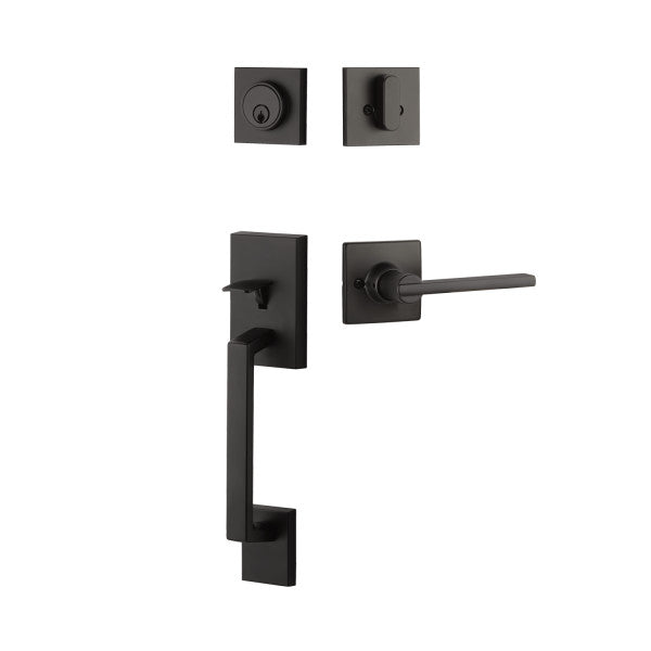 Yale Expressions Marcel Single Cylinder Entry Set with Interior Nils Lever, Kwikset Keyway in Flat Black finish