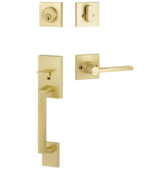 Yale Expressions Marcel Single Cylinder Entry Set with Interior Nils Lever, Kwikset Keyway in Satin Brass finish
