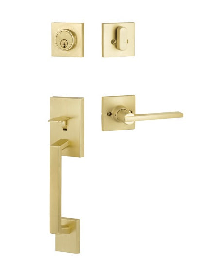 Yale Expressions Marcel Single Cylinder Entry Set with Interior Nils Lever, Schlage Keyway in Satin Brass finish