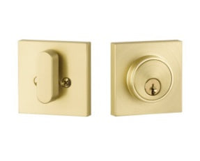 Yale Expressions Marcel Single Cylinder Square Deadbolt, Schlage Keyway in Satin Brass finish