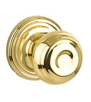 Yale Expressions Passage Lewiston Knob with Maguire Rosette in Polished Brass finish