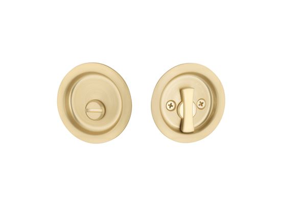 Yale Expressions Privacy Tubular Round Pocket Door Lock in Satin Brass finish