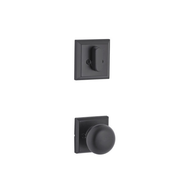 Yale Expressions Single Cylinder Ellington Interior Trim Pack with Walker Knob-Exterior Trim Sold Separately in Flat Black finish