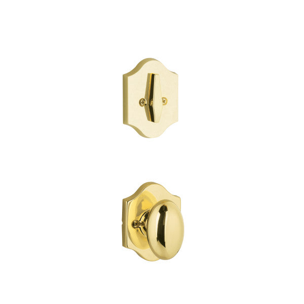 Yale Expressions Single Cylinder Everly Interior Trim Pack with Auburn Knob-Exterior Trim Sold Separately in Polished Brass finish