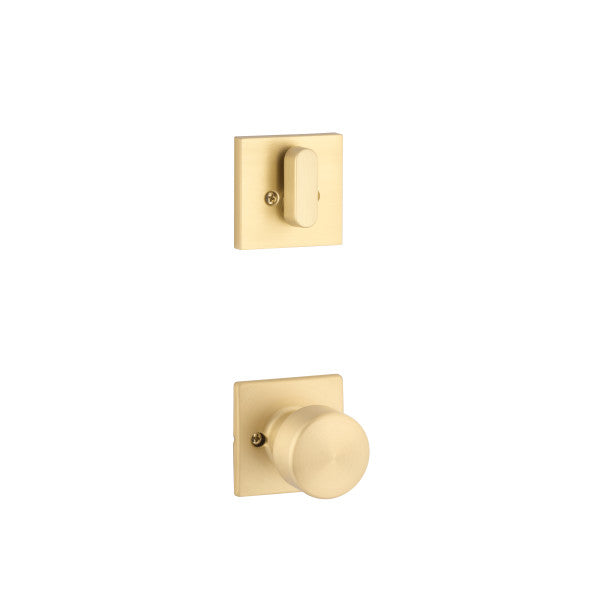 Yale Expressions Single Cylinder Marcel Interior Trim Pack with Dylan Knob-Exterior Trim Sold Separately in Satin Brass finish