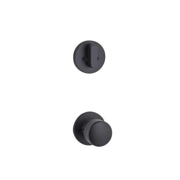 Yale Expressions Single Cylinder Owen Interior Trim Pack with Dylan Knob-Exterior Trim Sold Separately in Flat Black finish