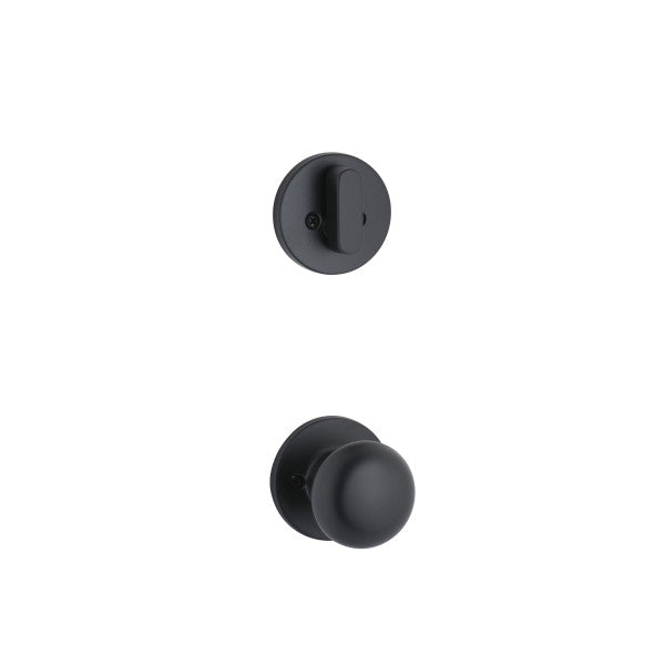 Yale Expressions Single Cylinder Owen Interior Trim Pack with Walker Knob-Exterior Trim Sold Separately in Flat Black finish