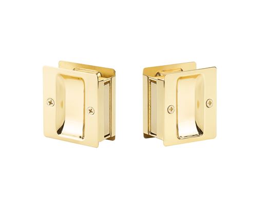 Yale Expressions Square Pocket Door Passage Lock in Polished Brass finish