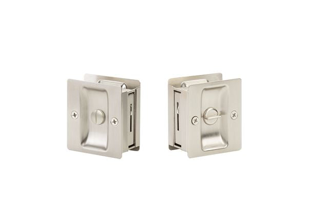 Yale Expressions Square Pocket Door Privacy Lock in Satin Nickel finish