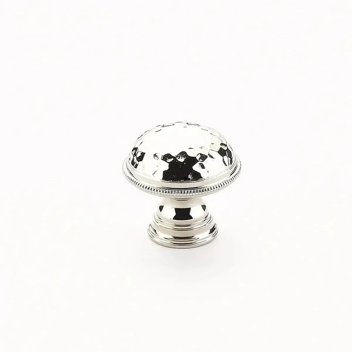 Atherton Hammered Knurled Edge Cabinet Knob Polished Nickel