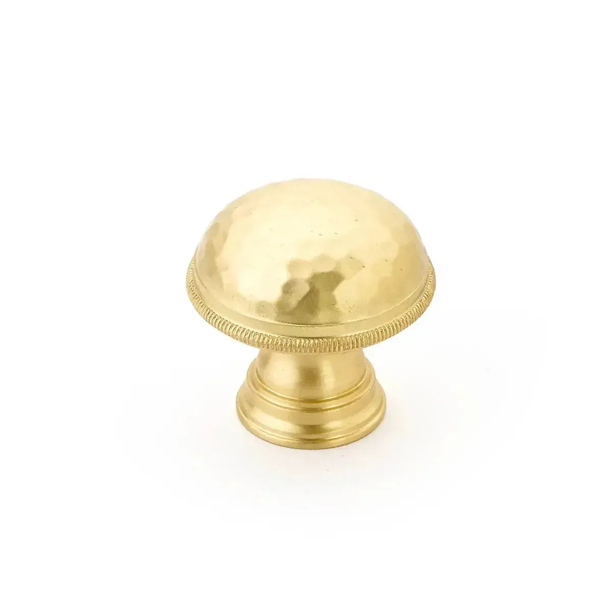 Atherton Hammered Knurled Edge Cabinet Knob Satin Brass
