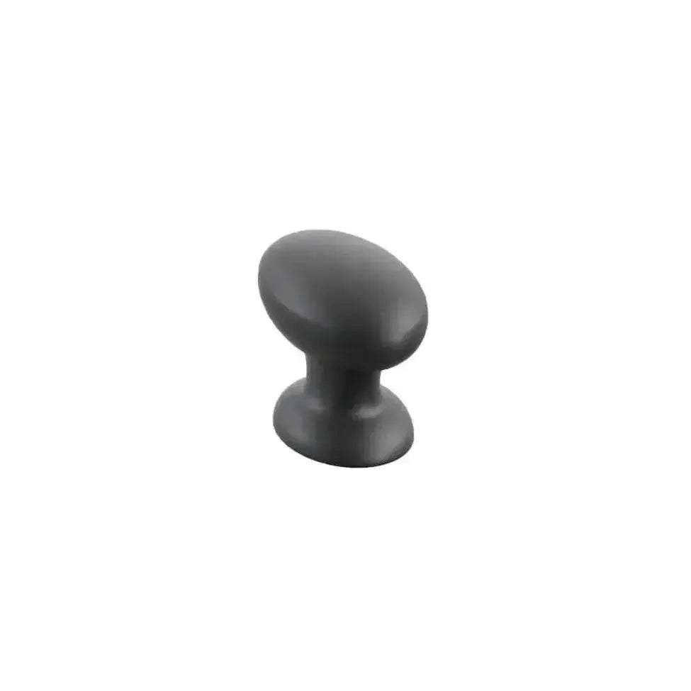 The Schaub Avenue Oval Cabinet Knob in Matte Black finish.