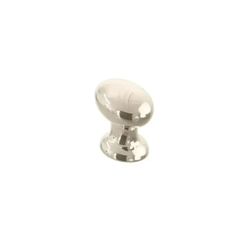 The Schaub Avenue Oval Cabinet Knob in Polished Nickel finish.