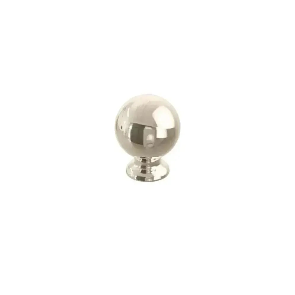 The Schaub Avenue Round Cabinet Knob in Polished Nickel finish.