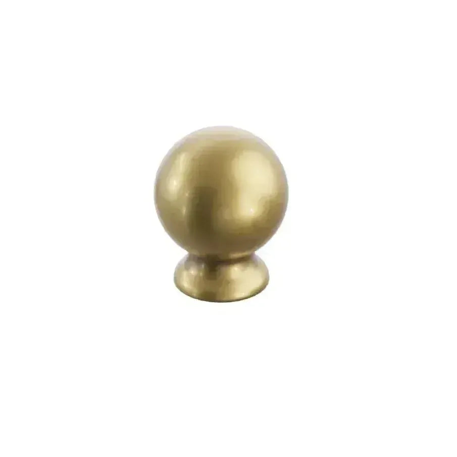 The Schaub Avenue Round Cabinet Knob in Satin Brass finish.