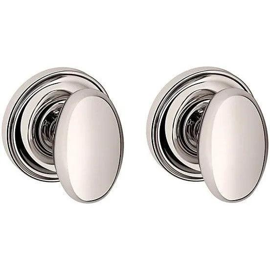 Baldwin 5025 Egg Knob with 5048 Rosette Lifetime Polished Nickel